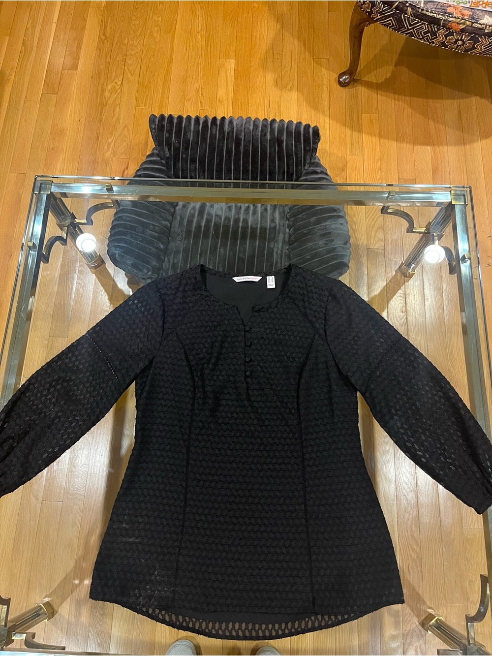 Isaac Mizrahi Black Long-Sleeve Textured Tunic Dress